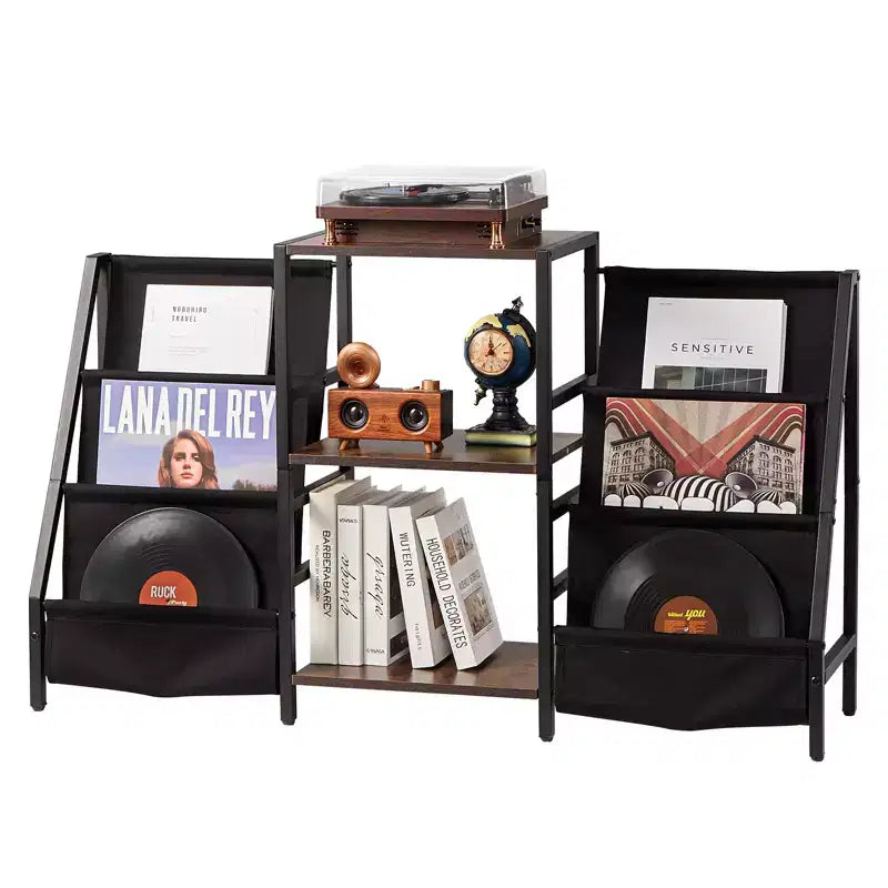 VEVOR Record Player Stand, 3 Tiers Metal Vinyl Record Stand, Holds up to 280 Albums, Turntable Stand with Record Holder Vinyl Display Shelf, Black