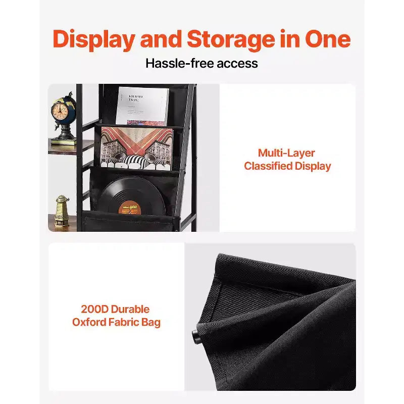 Meuble pour platine vinyle, support vinyle métallique à 3 niveaux, pouvant contenir jusqu'à 280 albums, meuble pour platine avec porte-disques en vinyle, étagère d'affichage en vinyle, noir