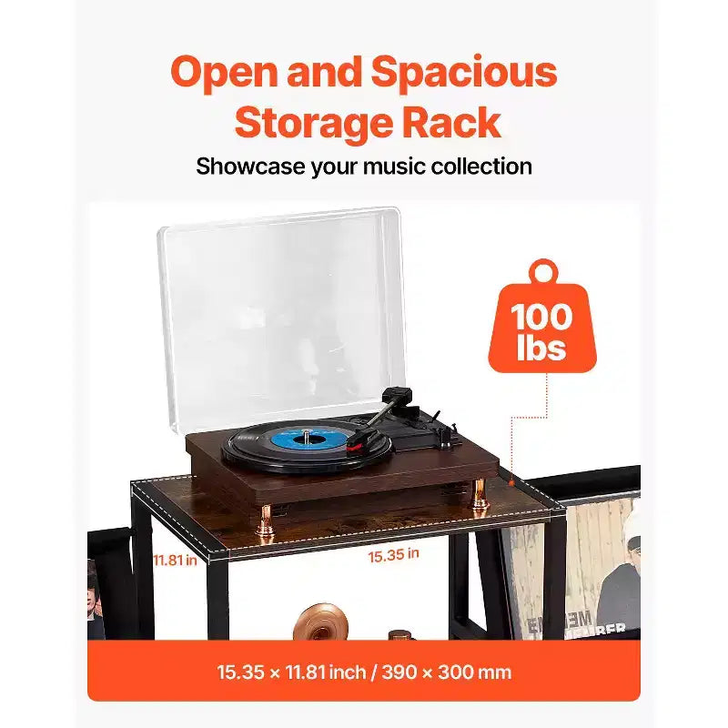 Meuble pour platine vinyle, support vinyle métallique à 3 niveaux, pouvant contenir jusqu'à 280 albums, meuble pour platine avec porte-disques en vinyle, étagère d'affichage en vinyle, noir