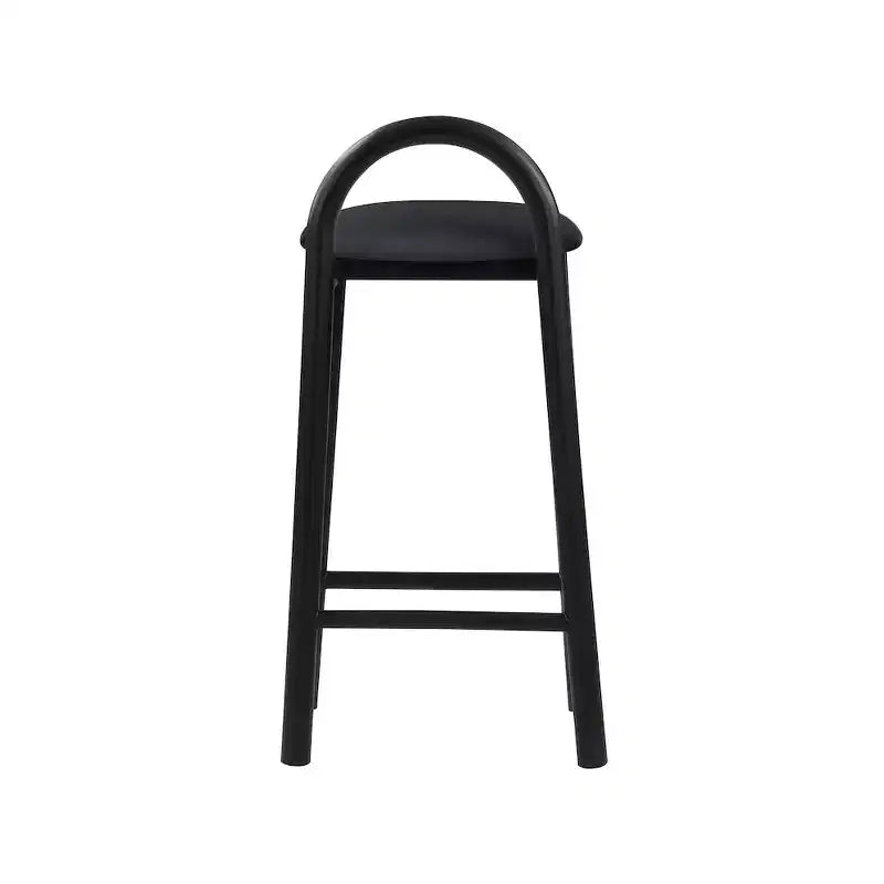 Tabouret en cuir végétalien noir