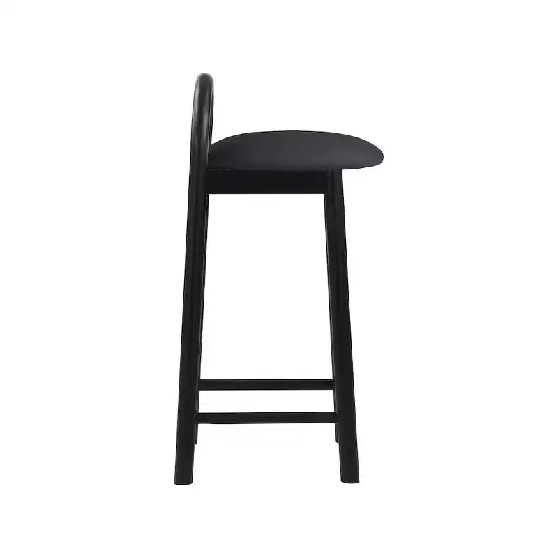 Tabouret en cuir végétalien noir