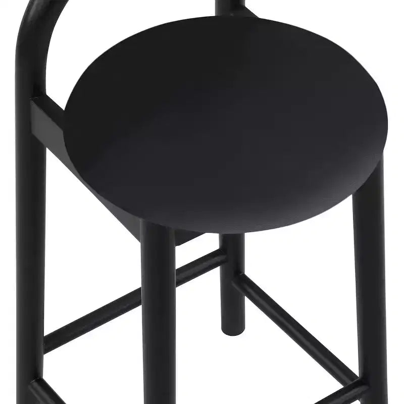 Tabouret en cuir végétalien noir
