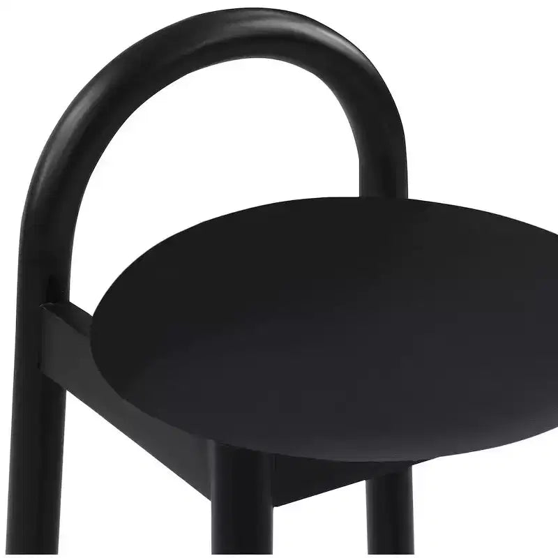 Tabouret en cuir végétalien noir