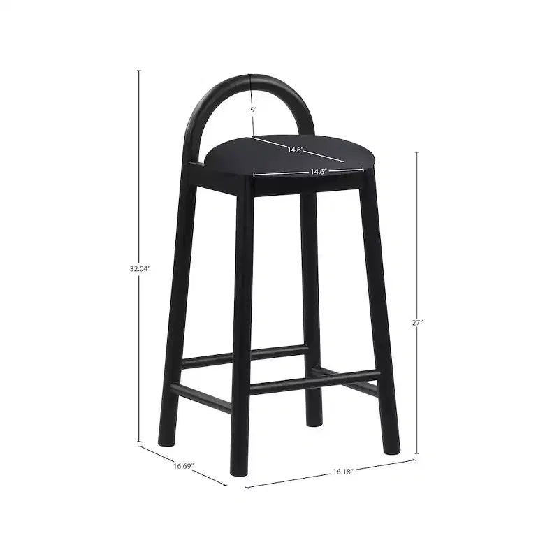 Tabouret en cuir végétalien noir