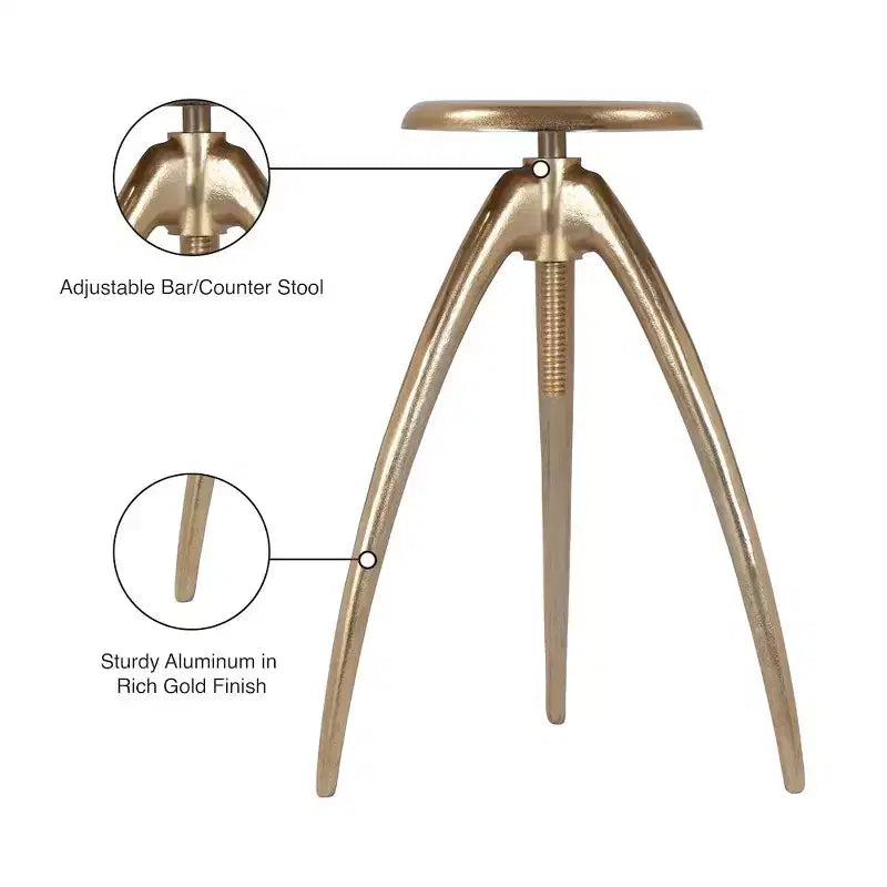 Tabouret de comptoir/bar en aluminium doré