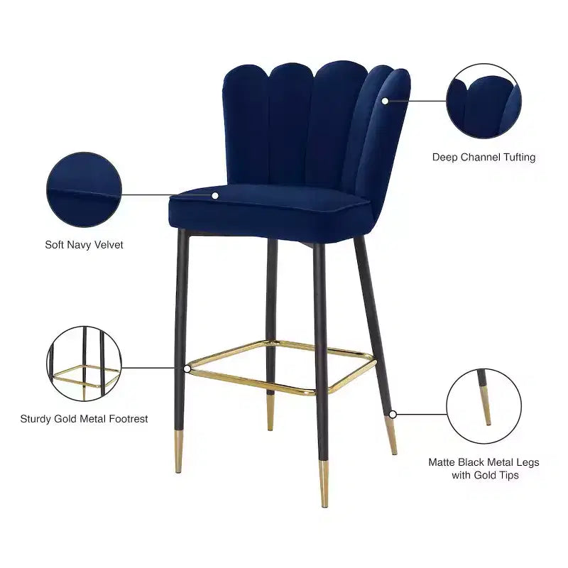 Tabouret en velours marine