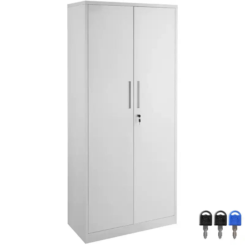 VEVOR Metal Storage Cabinet, Steel Locking Storage Cabinet with 2 Magnetic Doors and 4 Adjustable Shelves,71'' Metal Cabinet 200 lbs Capacity, White