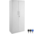 VEVOR Metal Storage Cabinet, Steel Locking Storage Cabinet with 2 Magnetic Doors and 4 Adjustable Shelves,71'' Metal Cabinet 200 lbs Capacity, White