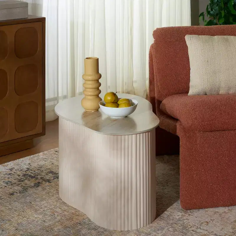 Table d'appoint en céramique grand modèle céramique beige/beige