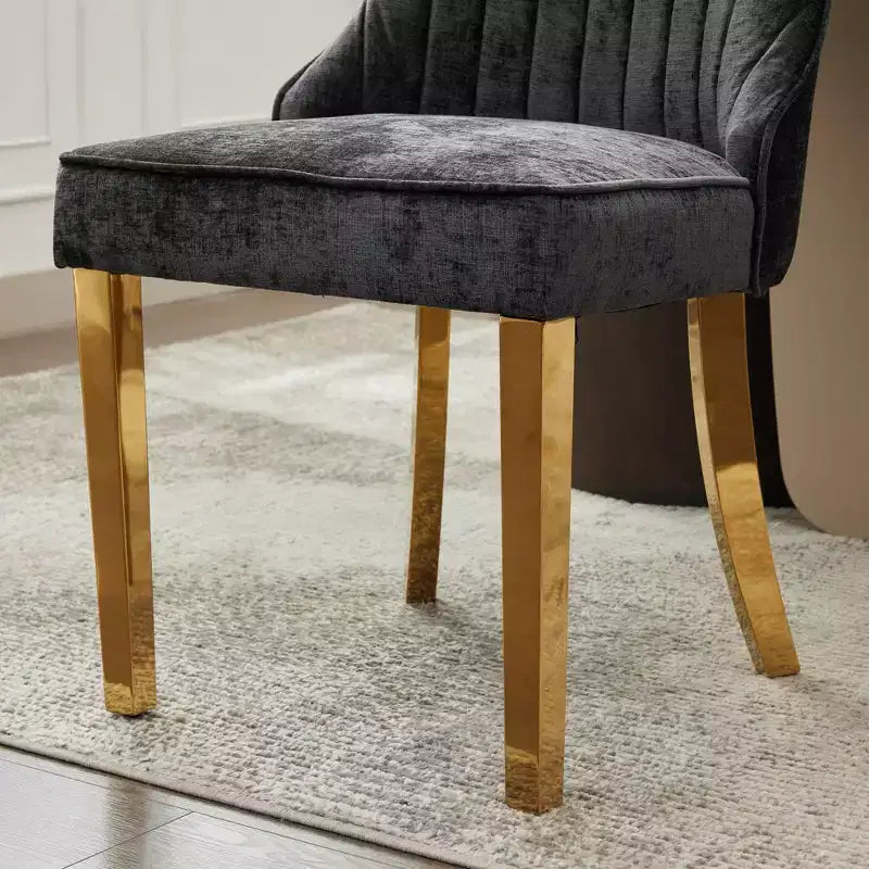 Chaises de salle à manger en chenille, chaises de cuisine modernes avec revêtement en tissu confortable, chaises d'appoint avec pieds plaqués en acier inoxydable