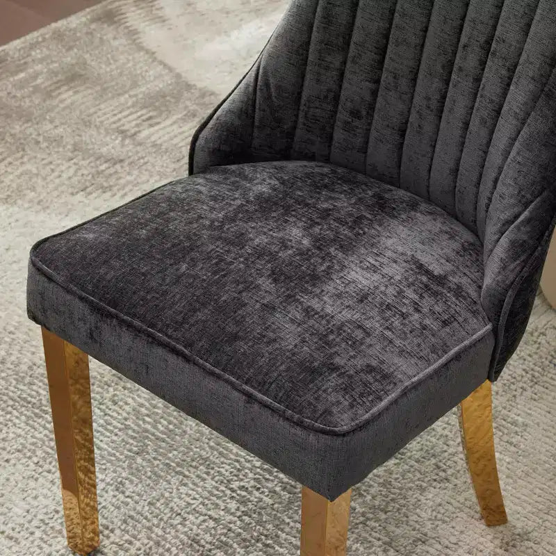 Chaises de salle à manger en chenille, chaises de cuisine modernes avec revêtement en tissu confortable, chaises d'appoint avec pieds plaqués en acier inoxydable