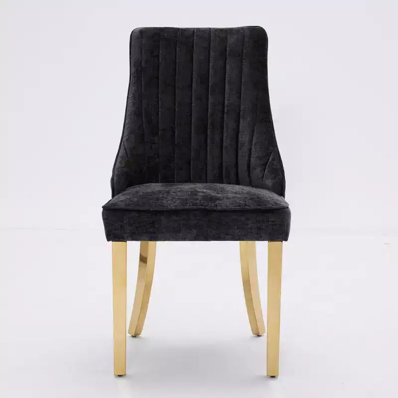Chaises de salle à manger en chenille, chaises de cuisine modernes avec revêtement en tissu confortable, chaises d'appoint avec pieds plaqués en acier inoxydable