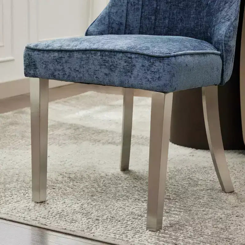 Chaises de salle à manger en chenille, chaises de cuisine modernes avec revêtement en tissu confortable, chaises d'appoint avec pieds plaqués en acier inoxydable