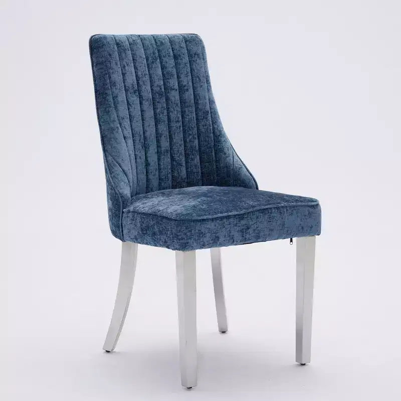 Chaises de salle à manger en chenille, chaises de cuisine modernes avec revêtement en tissu confortable, chaises d'appoint avec pieds plaqués en acier inoxydable