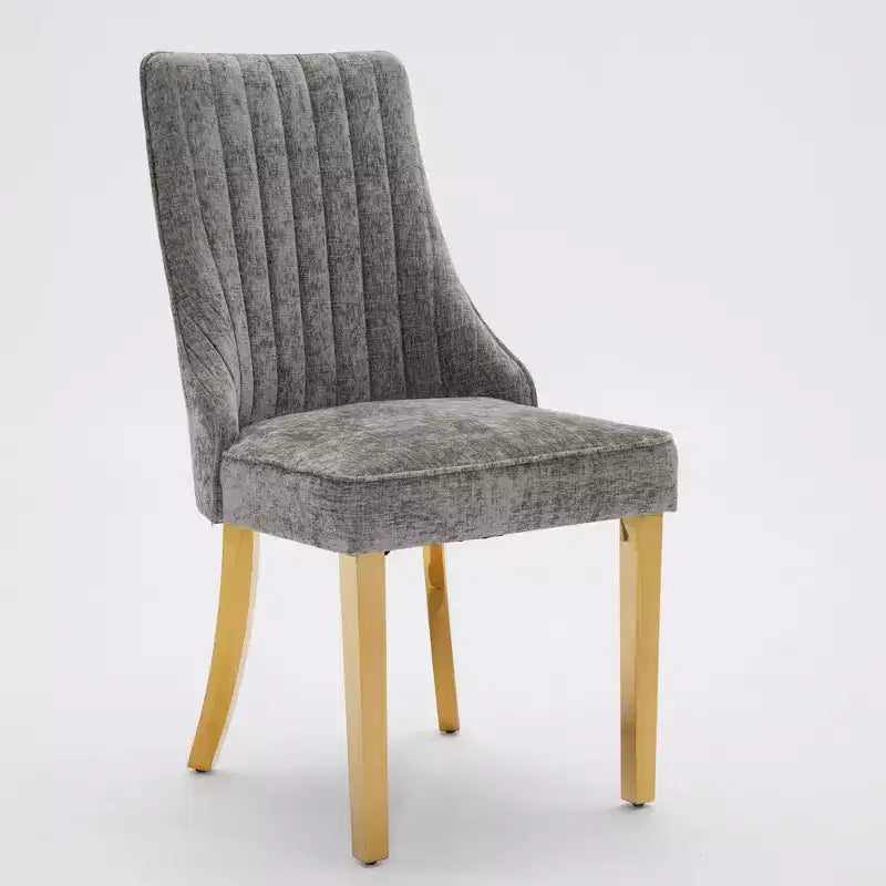 Chaises de salle à manger en chenille, chaises de cuisine modernes avec revêtement en tissu confortable, chaises d'appoint avec pieds plaqués en acier inoxydable