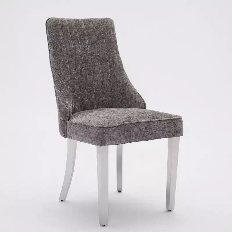 Chaises de salle à manger en chenille, chaises de cuisine modernes avec revêtement en tissu confortable, chaises d'appoint avec pieds plaqués en acier inoxydable