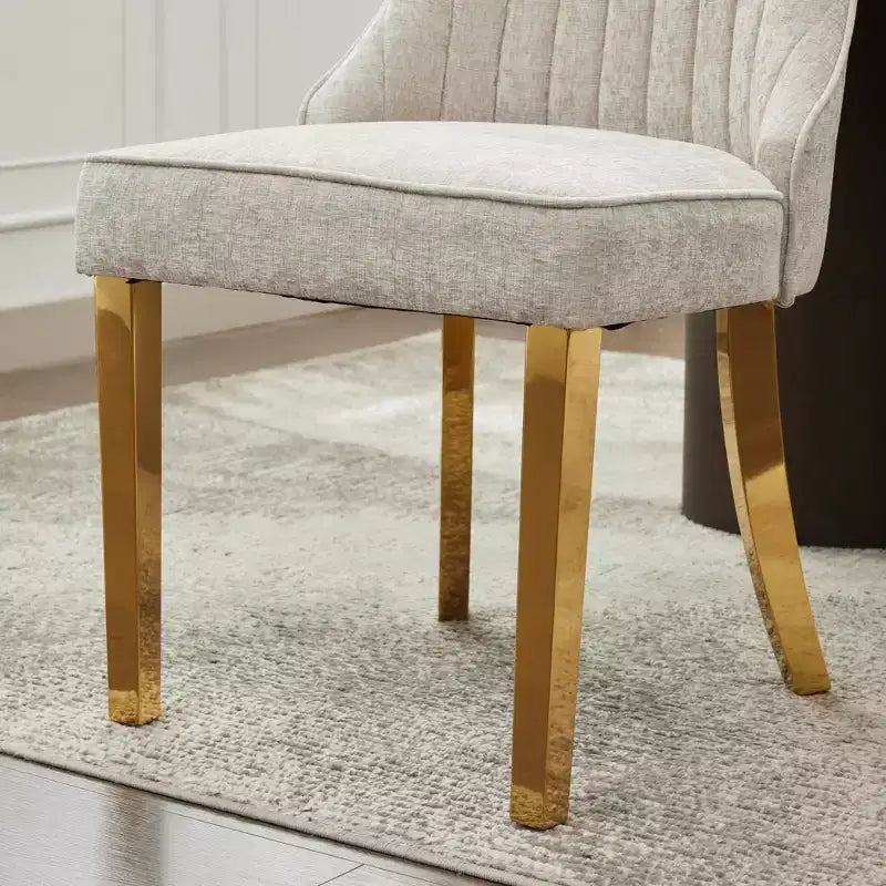 Chaises de salle à manger en chenille, chaises de cuisine modernes avec revêtement en tissu confortable, chaises d'appoint avec pieds plaqués en acier inoxydable