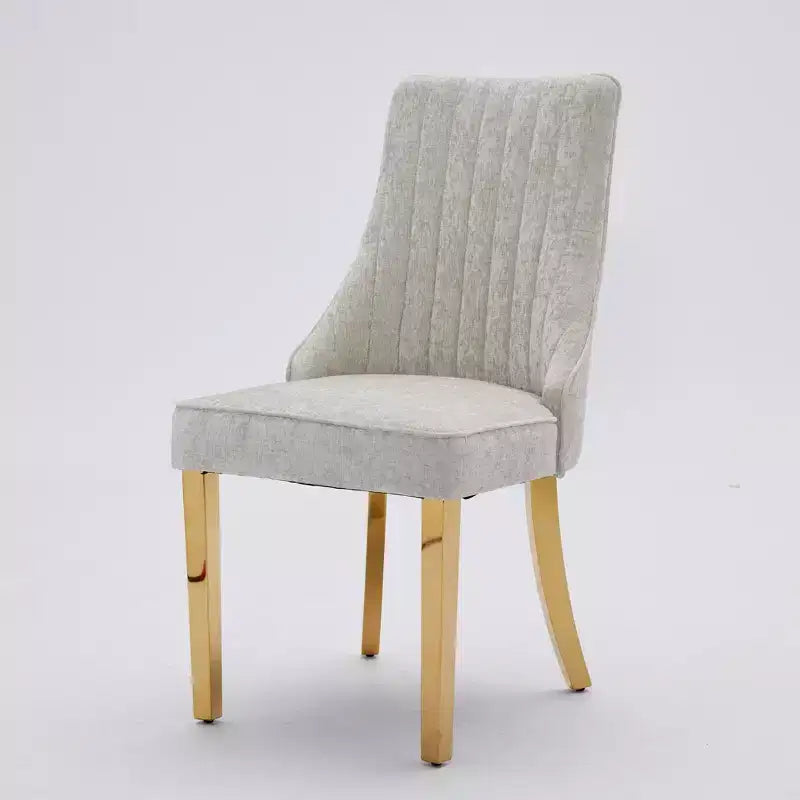 Chaises de salle à manger en chenille, chaises de cuisine modernes avec revêtement en tissu confortable, chaises d'appoint avec pieds plaqués en acier inoxydable