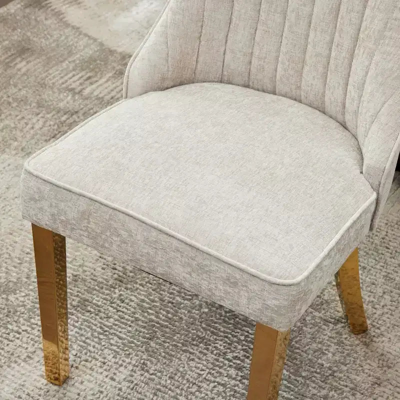 Chaises de salle à manger en chenille, chaises de cuisine modernes avec revêtement en tissu confortable, chaises d'appoint avec pieds plaqués en acier inoxydable