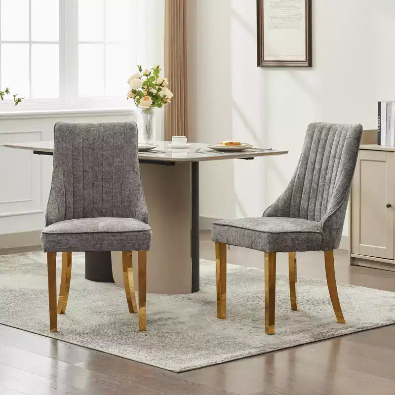 Chaises de salle à manger en chenille, chaises de cuisine modernes avec revêtement en tissu confortable, chaises d'appoint avec pieds plaqués en acier inoxydable