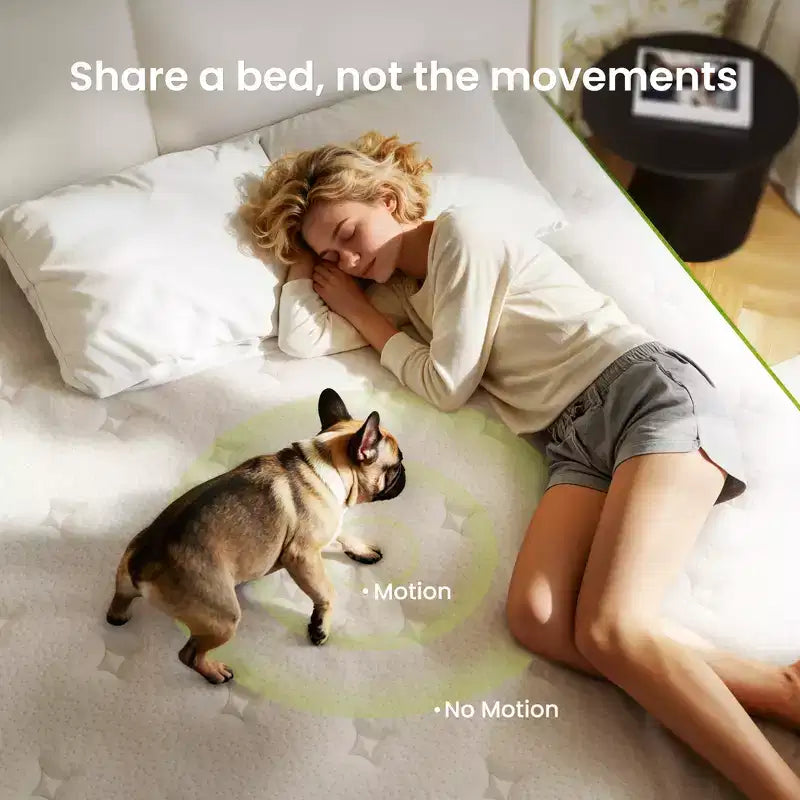 Matelas hybride mi-ferme en mousse à mémoire de forme au gel rafraîchissant, antistatique et anti-allergénique blanc