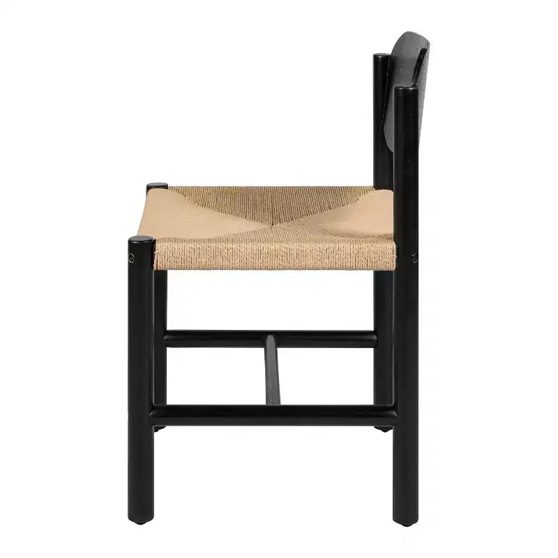 Chaises de salle à manger en bois d'acacia de style Mid-Century Modern avec tressage en corde de papier