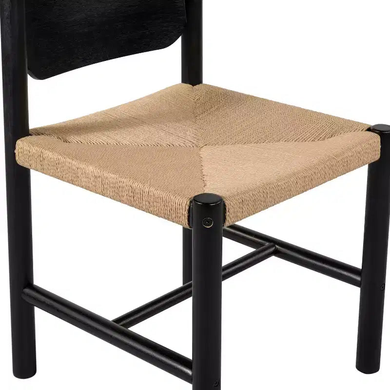 Chaises de salle à manger en bois d'acacia de style Mid-Century Modern avec tressage en corde de papier