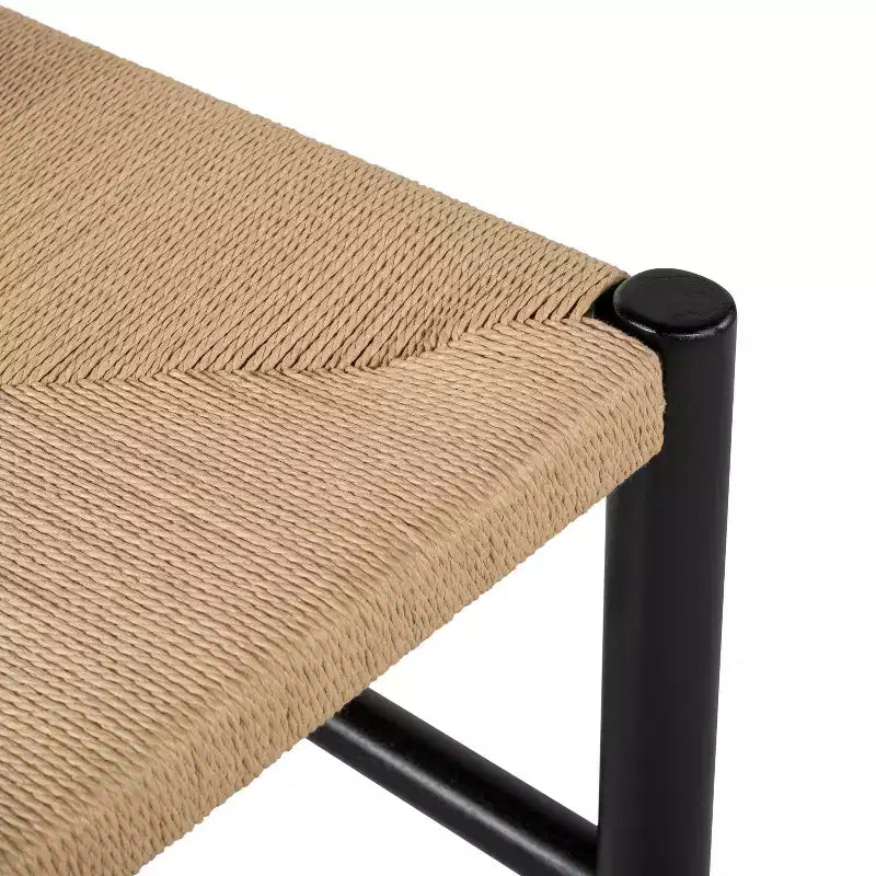 Chaises de salle à manger en bois d'acacia de style Mid-Century Modern avec tressage en corde de papier