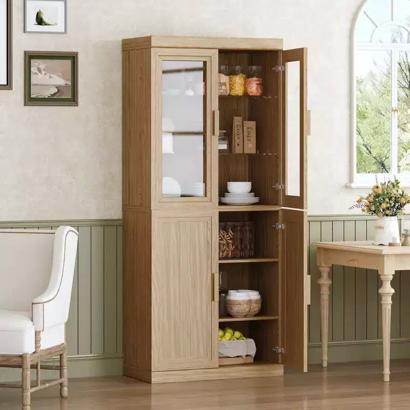 Meuble de rangement de cuisine autoportant en bois avec étagères et portes Grande capacité
