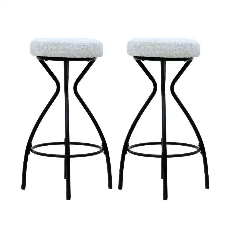 Tabourets de bar à imprimé floral de 73,6 cm - Tabourets de bar ronds rembourrés avec repose-pieds pour cuisine/salle à manger (noir et blanc)