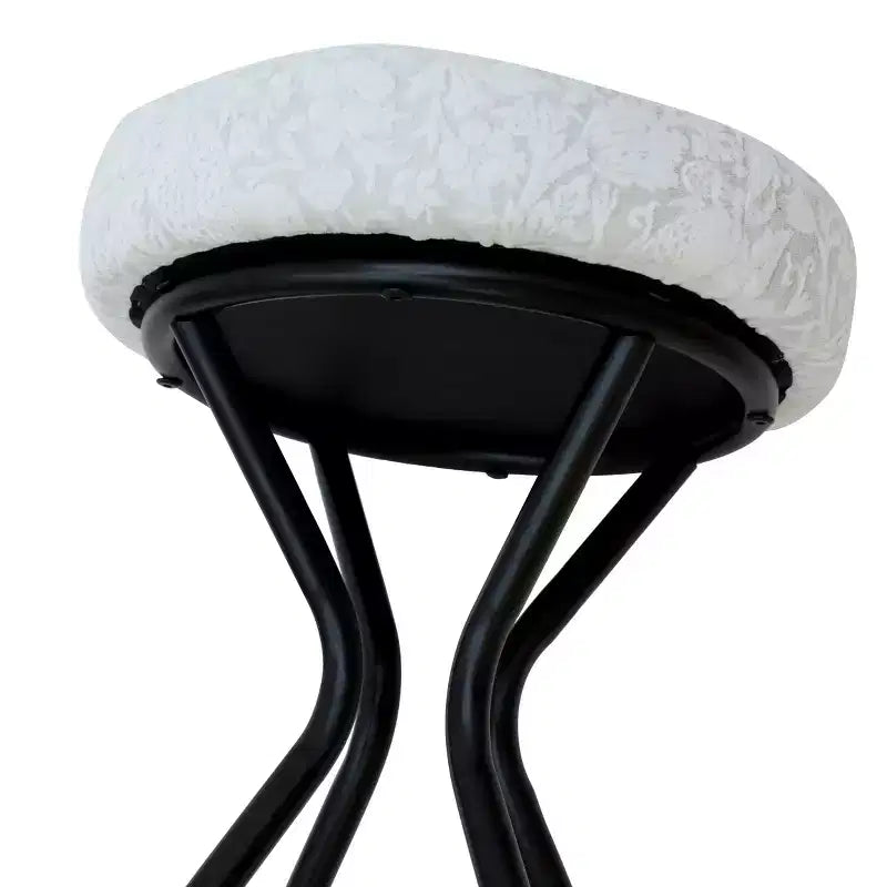 Tabourets de bar à imprimé floral de 73,6 cm - Tabourets de bar ronds rembourrés avec repose-pieds pour cuisine/salle à manger (noir et blanc)