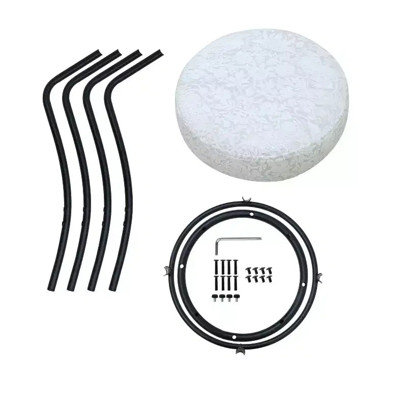 Tabourets de bar à imprimé floral de 73,6 cm - Tabourets de bar ronds rembourrés avec repose-pieds pour cuisine/salle à manger (noir et blanc)
