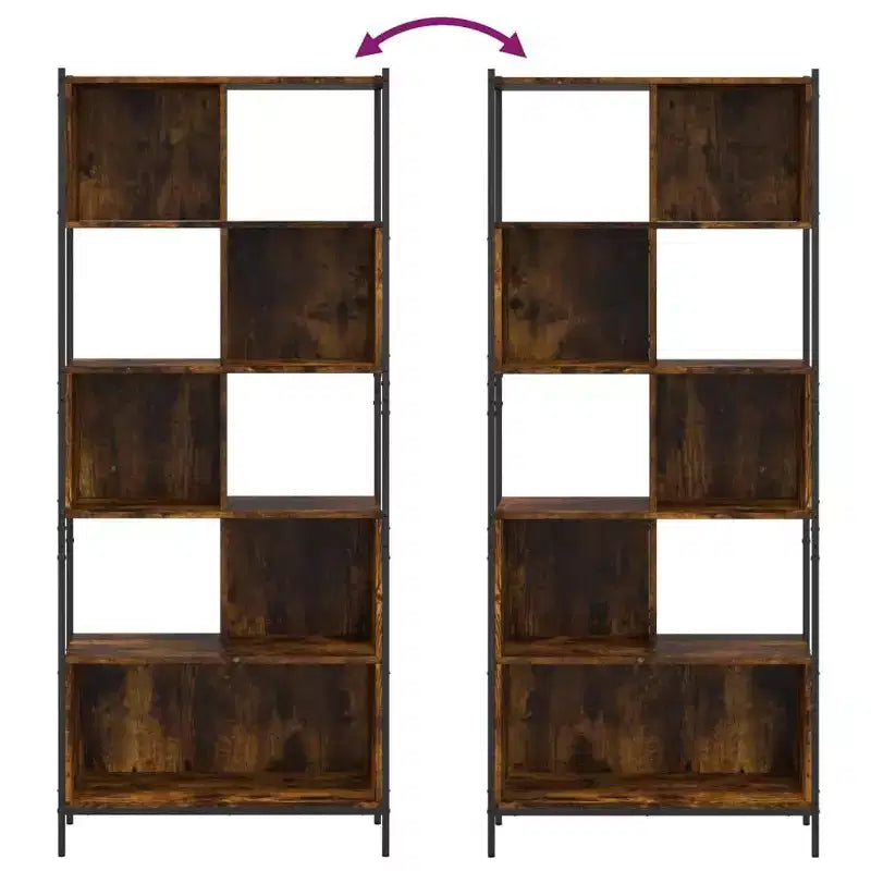 Étagère Bibliothèque sur Pied pour Bureau Salon Bois d'Ingénierie - Chêne Fumé