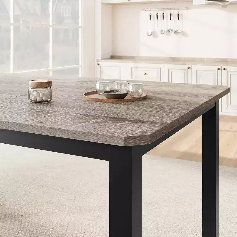 Table à Manger Industrielle pour 6-8 Personnes, Grande Table de Cuisine en Bois de 200 cm avec Cadre Métallique Robuste