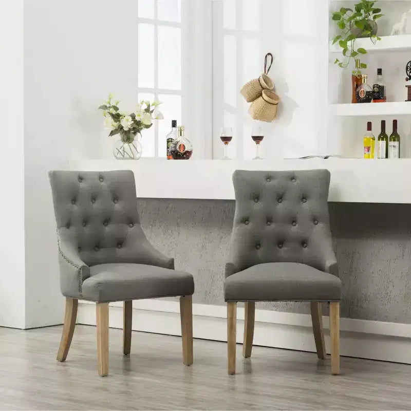 Chaises de salle à manger à dossier haut, en bois massif touffeté avec clous décoratifs, chaises d'appoint pour salle à manger formelle