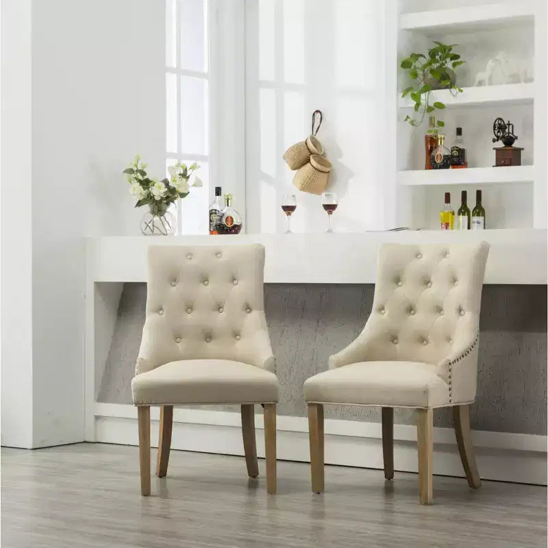 Chaises de salle à manger à dossier haut, en bois massif touffeté avec clous décoratifs, chaises d'appoint pour salle à manger formelle