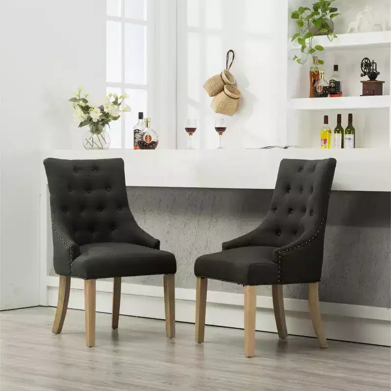 Chaises de salle à manger à dossier haut, en bois massif touffeté avec clous décoratifs, chaises d'appoint pour salle à manger formelle