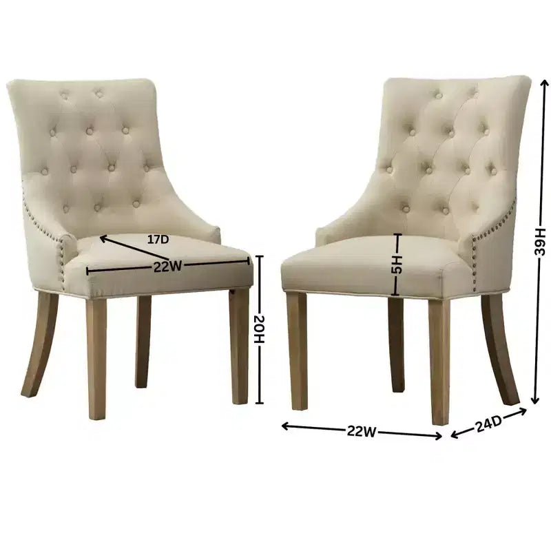 Chaises de salle à manger à dossier haut, en bois massif touffeté avec clous décoratifs, chaises d'appoint pour salle à manger formelle