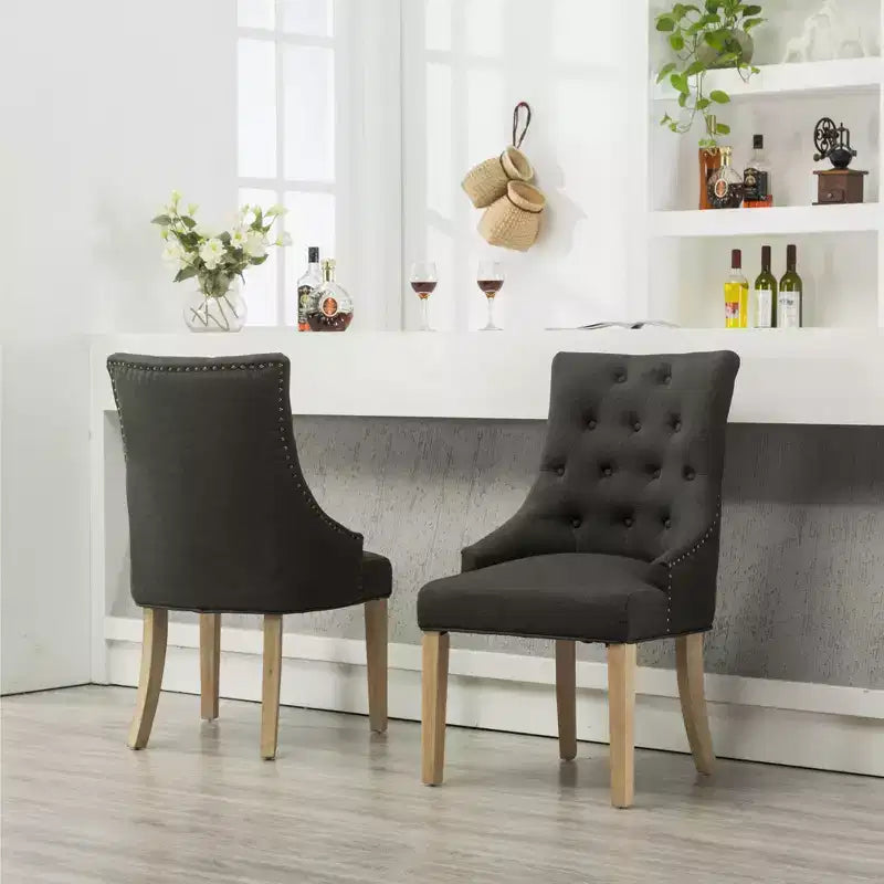 Chaises de salle à manger à dossier haut, en bois massif touffeté avec clous décoratifs, chaises d'appoint pour salle à manger formelle