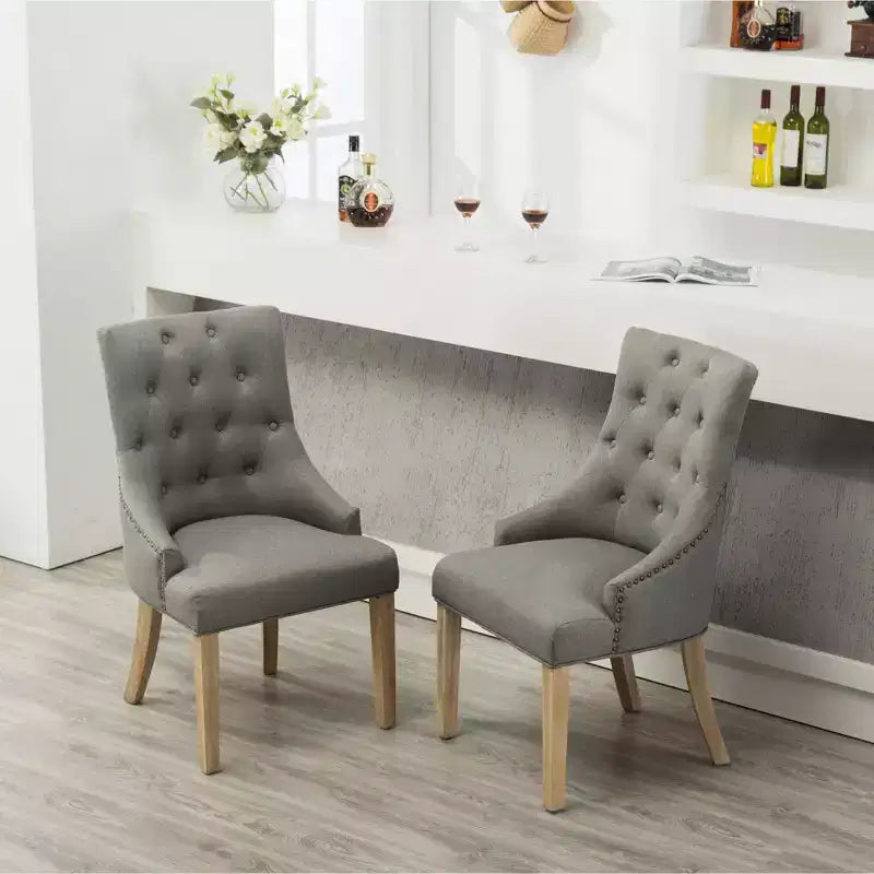 Chaises de salle à manger à dossier haut, en bois massif touffeté avec clous décoratifs, chaises d'appoint pour salle à manger formelle