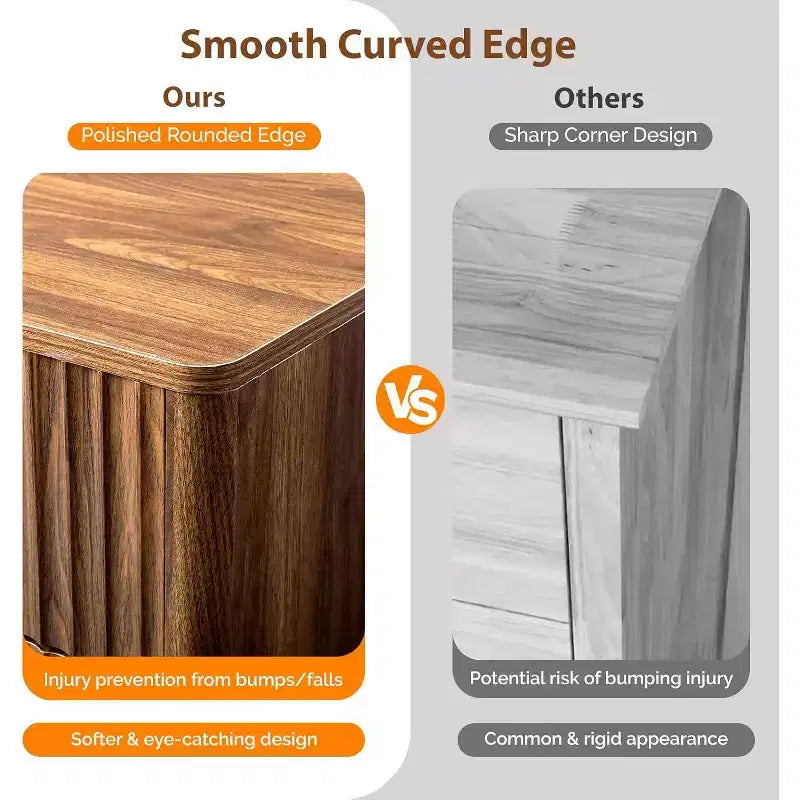 Commode haute cannelée à 5 tiroirs, commode de 60 cm de large, commode en bois de noyer pour chambre à coucher de style moderne du milieu du siècle