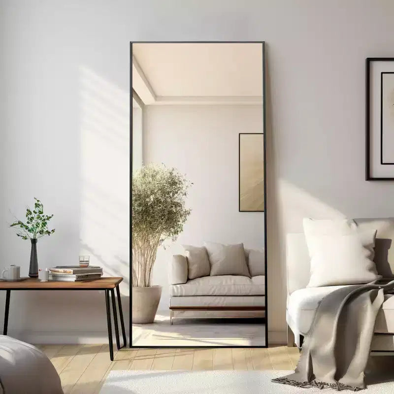 PexFix 34 in. W x 71 in. H Rectangular Metal Framed Bathroom Wall Mirror in Black