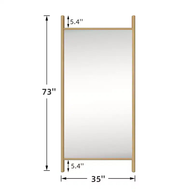 Miroir mural en bois massif de style échelle, 35 po larg. x 73 po haut., brun