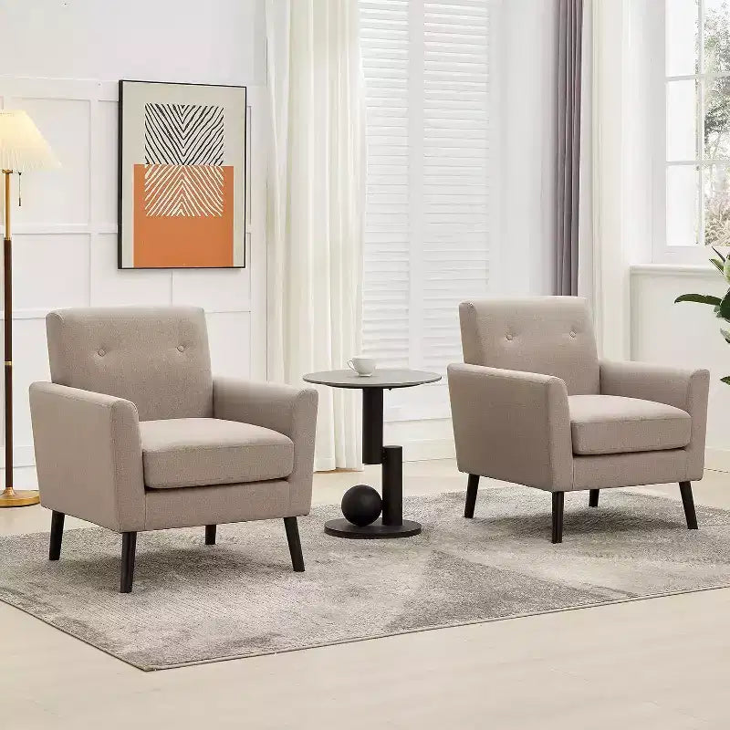 Fauteuil d'appoint en tissu avec pieds en bois, Fauteuil moderne du milieu du siècle pour salon, chambre, appartement