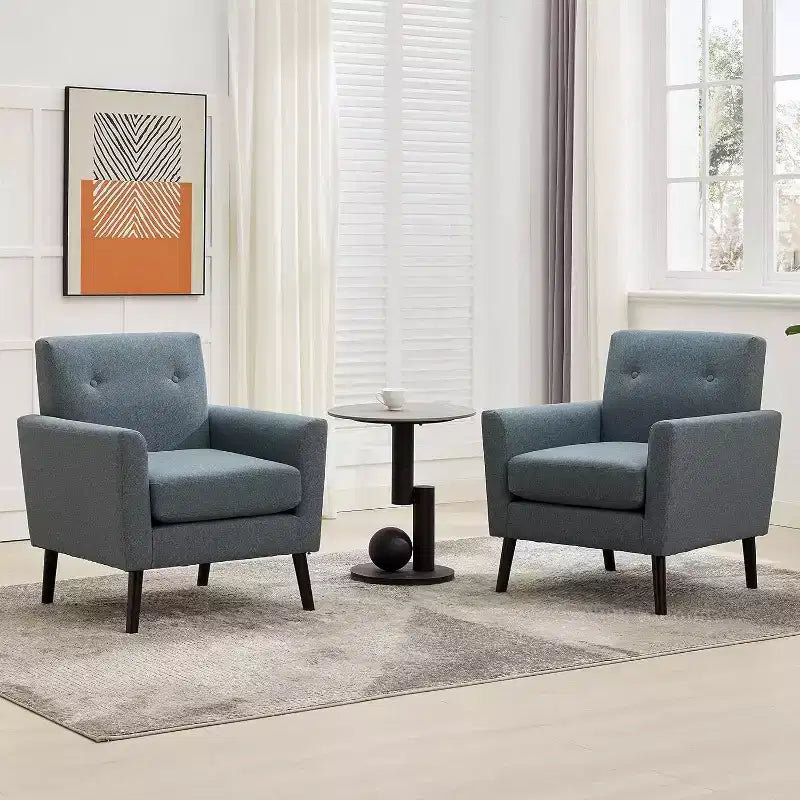 Fauteuil d'appoint en tissu avec pieds en bois, Fauteuil moderne du milieu du siècle pour salon, chambre, appartement