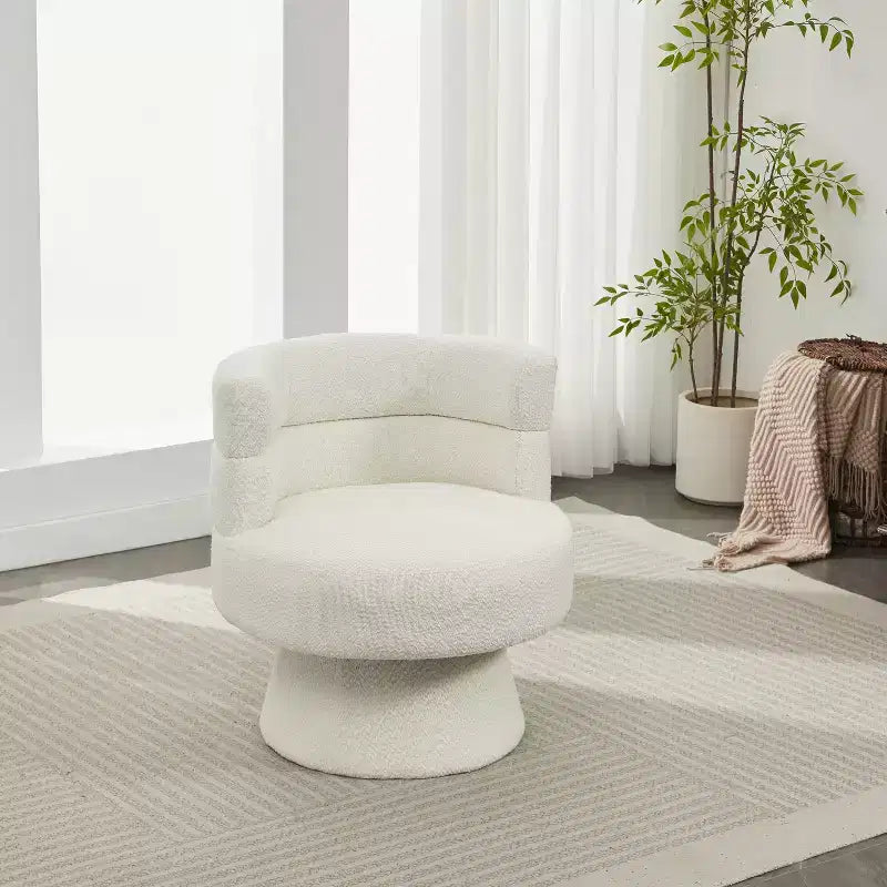 Fauteuil pivotant contemporain rembourré en tissu bouclette