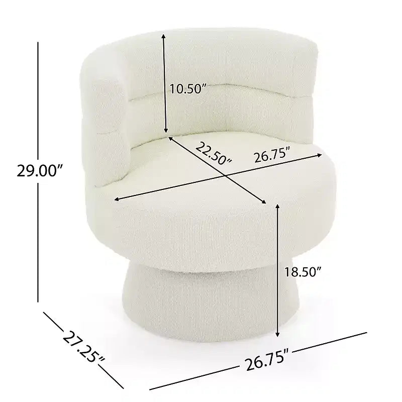 Fauteuil pivotant contemporain rembourré en tissu bouclette