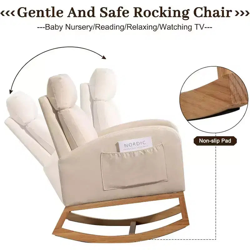Fauteuil à bascule pour chambre d'enfant avec rangement
