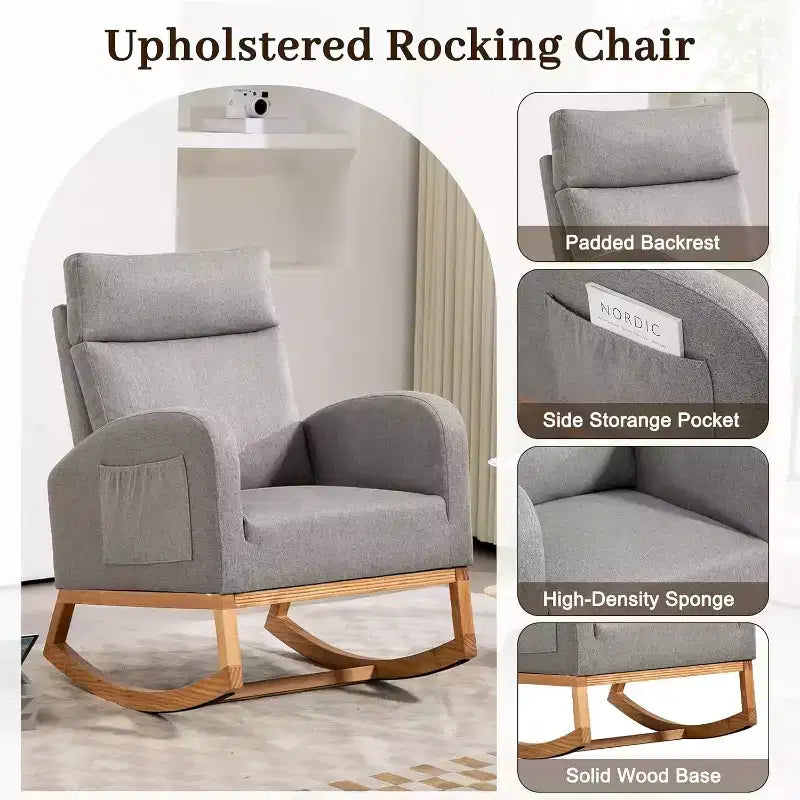 Fauteuil à bascule pour chambre d'enfant avec rangement
