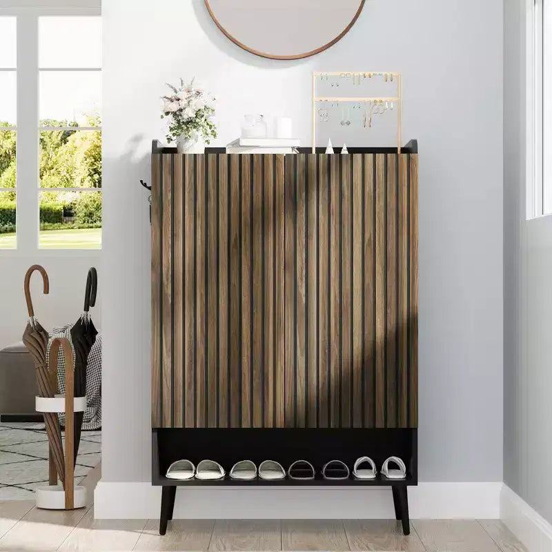 43H Large Shoe Cabinet with 2 Doors, 6-Tier Entryway Shoe Storage Cabinet with Adjustable Shelves